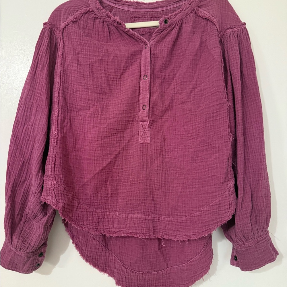 We The Free Plum Textured Blouse